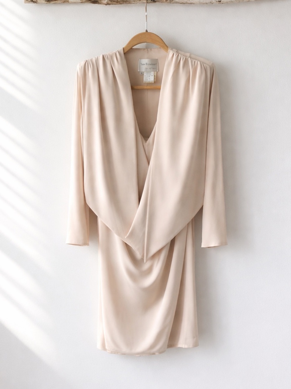 Vintage Elegant Cream Dress with Draped Design | As Is